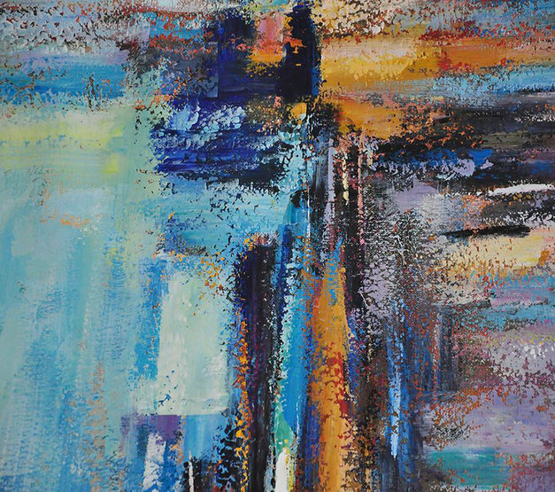 Handmade Large Painting,Oversized Abstract Landscape Painting,Acrylic Painting On Canvas,Purple,Blue,Yellow.etc
